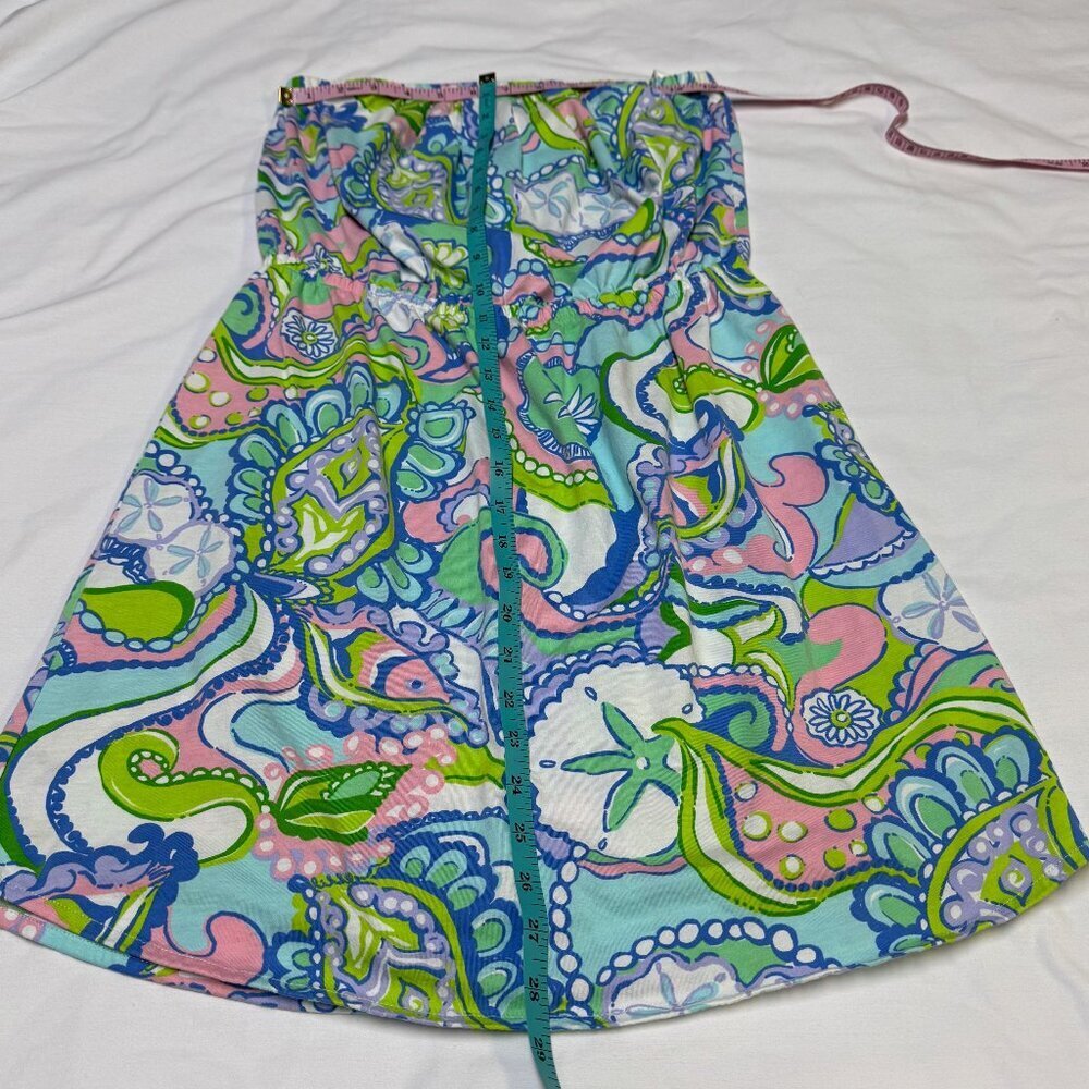 Lilly Pulitzer Strapless‎ Dress Medium Multi Shell Me About It EUC - Picture 9 of 11